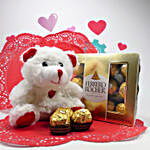 Teddy Bear And Ferrero Rocher With Message Card Combo