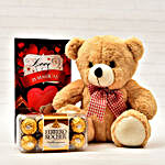 Love Card With Teddy And Ferrero Rocher 16 Pcs