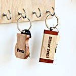 Engraved Personalised Wooden Key Chains Set of 2