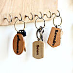 Engraved Wooden Key Chains Personalised Set of 3