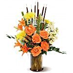 Hues Of Orange Flowers Vase