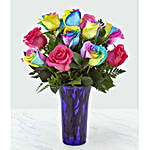 Vibrant Multi Coloured Rose Bouquet