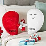 Forever Yours Hugging Hearts Pillow