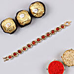 Divine Red Rudraksh Bracelet And 3 Pcs Ferrero Rocher