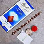 Divine Red Rudraksh Bracelet And Lindt Chocolate