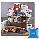 Coffee And Chocolates Gift Basket With Rakhi