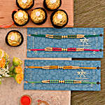Pearl Designer Rakhi Set And 3 Pcs Ferrero Rocher