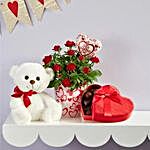 Heartfelt Love Rose Plant With Teddy
