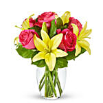 Strawberry Lemonade Rose and Lily Bouquet