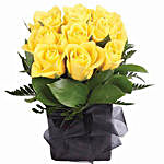 Joyful Vase Of 12 Yellow Roses