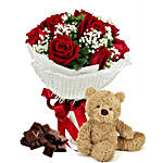 Red Roses Teddy And Chocolate Combo